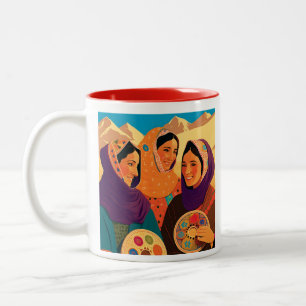 Afghan Women Playing Darya Poster Two-Tone Coffee  Mug