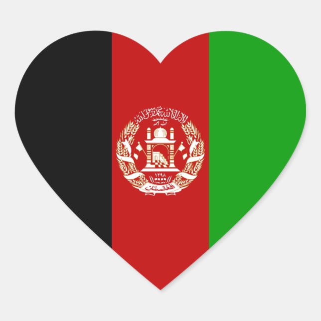 Afghanistan/Afghan/Afghani Heart Flag Heart Sticker (Front)