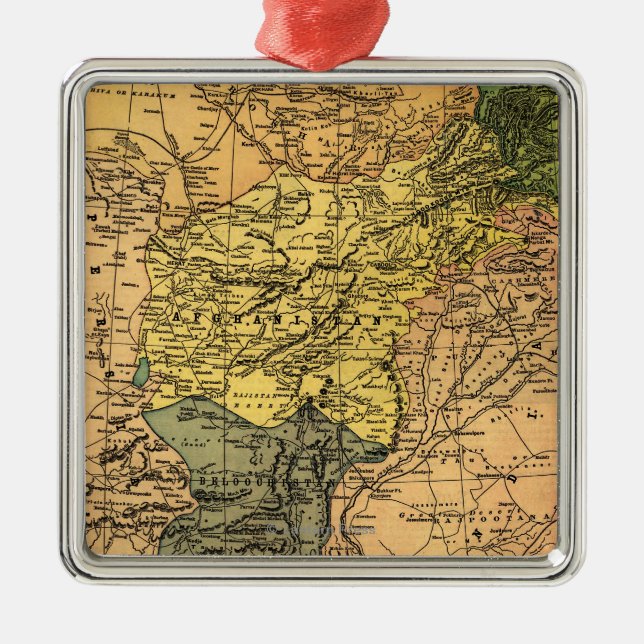 Afghanistan and Surrounding Countries Map Metal Tree Decoration (Front)