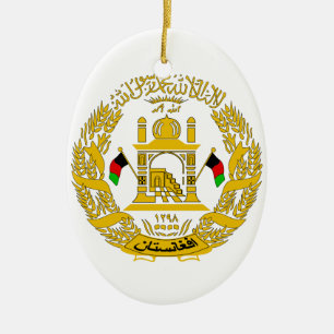 Afghanistan Coat of Arms Ceramic Tree Decoration