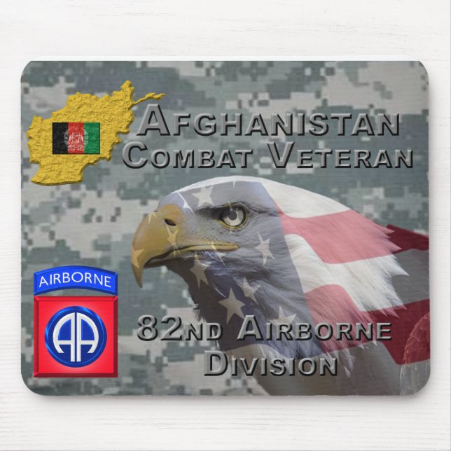 “Afghanistan Combat Veteran” - 82nd Airborne Divis Mouse Mat (Front)
