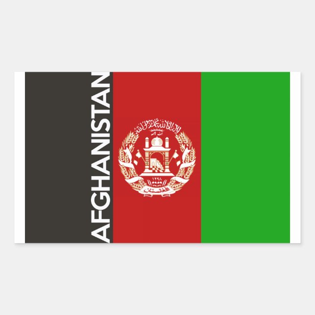 afghanistan country flag symbol name text rectangular sticker (Front)