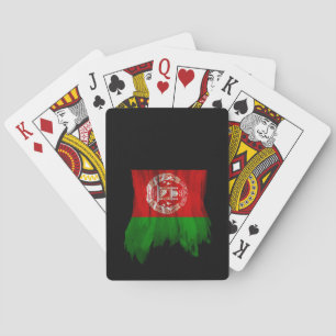 Afghanistan flag brush stroke, national flag playing cards