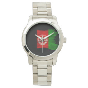 Afghanistan flag brush stroke, national flag watch