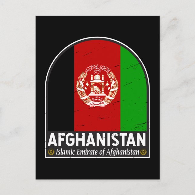 Afghanistan Flag Emblem Distressed Vintage Postcard (Front)