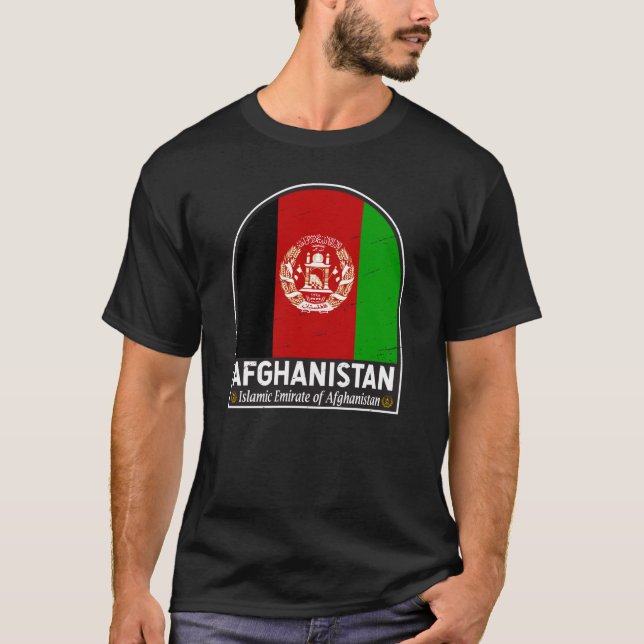 Afghanistan Flag Emblem Distressed Vintage T-Shirt (Front)