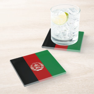Afghanistan flag glass coaster