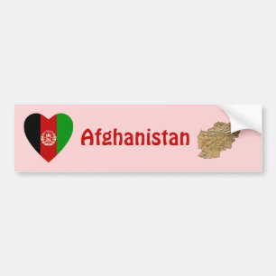 Afghanistan Flag Heart + Map Bumper Sticker