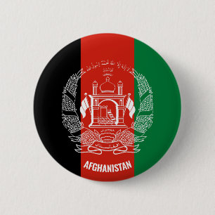 Afghanistan Flag Inscription Black Red Green 6 Cm Round Badge