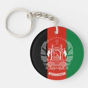 Afghanistan Flag Inscription Black Red Green Key Ring