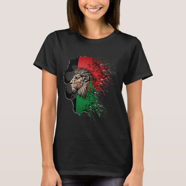 Afghanistan Flag Lion Free Afghanistan T-Shirt (Front)