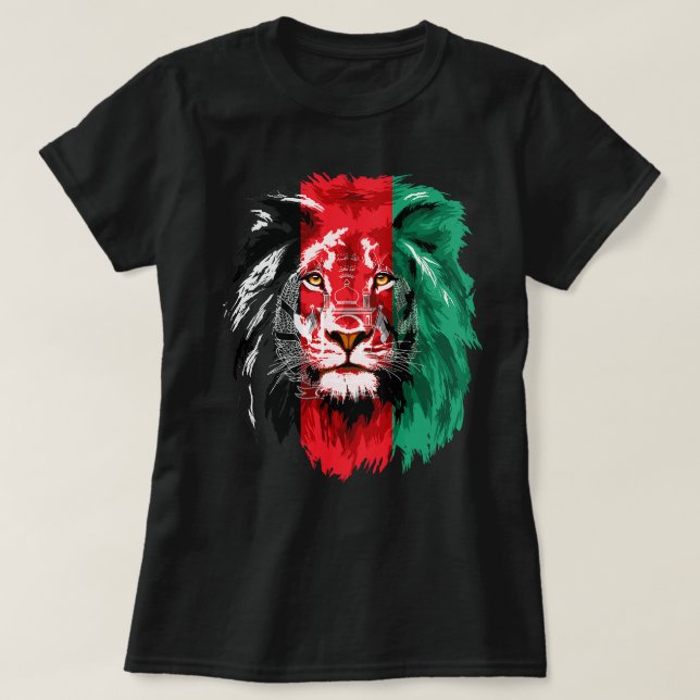 Afghanistan Flag Lion Free Afghanistan T-Shirt (Design Front)