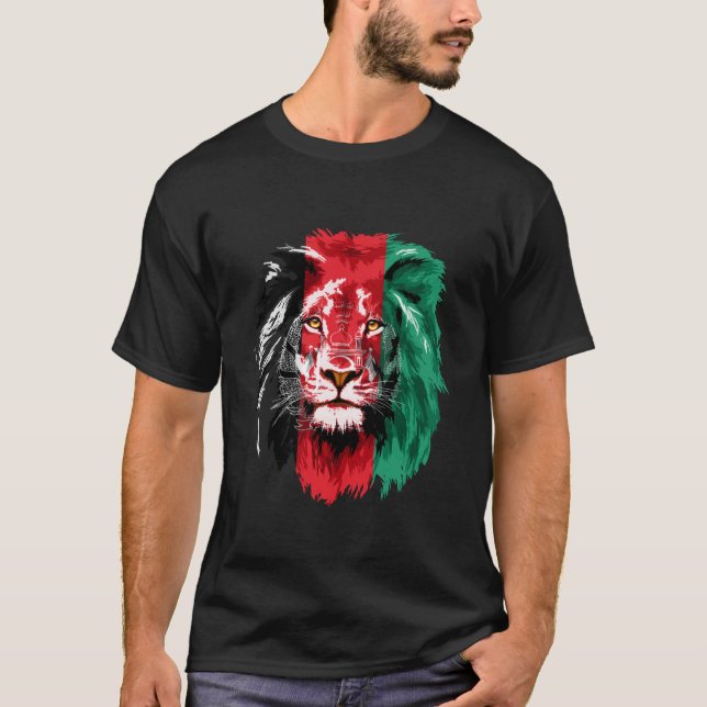 Afghanistan Flag Lion Free Afghanistan T Shirt (Front)