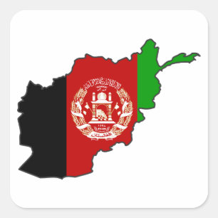 Afghanistan Flag Map Square Sticker