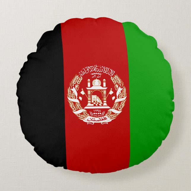 Afghanistan Flag Round Cushion (Front)
