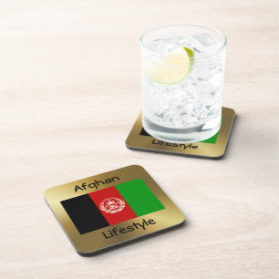 Afghanistan Flag+Text Coaster