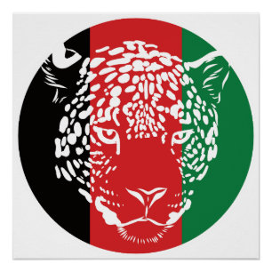 Afghanistan leopard Afghan National Animal Flag Poster