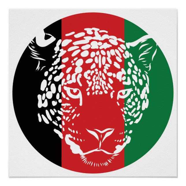 Afghanistan leopard Afghan National Animal Flag Poster (Front)