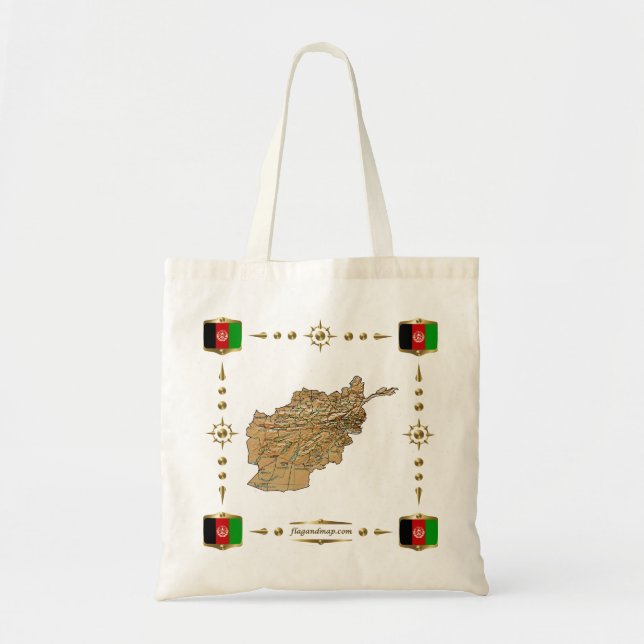 Afghanistan Map + Flags Bag (Front)