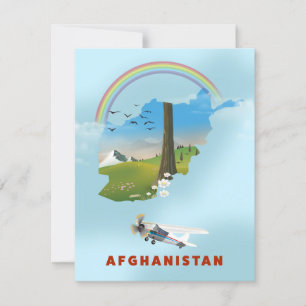 Afghanistan Map landscape travel poster