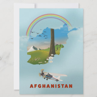 Afghanistan Map landscape travel poster Invitation