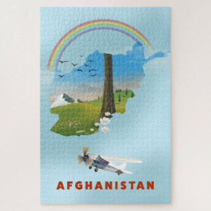 Afghanistan Map landscape travel poster Jigsaw Puzzle