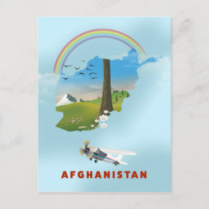 Afghanistan Map landscape travel poster Postcard