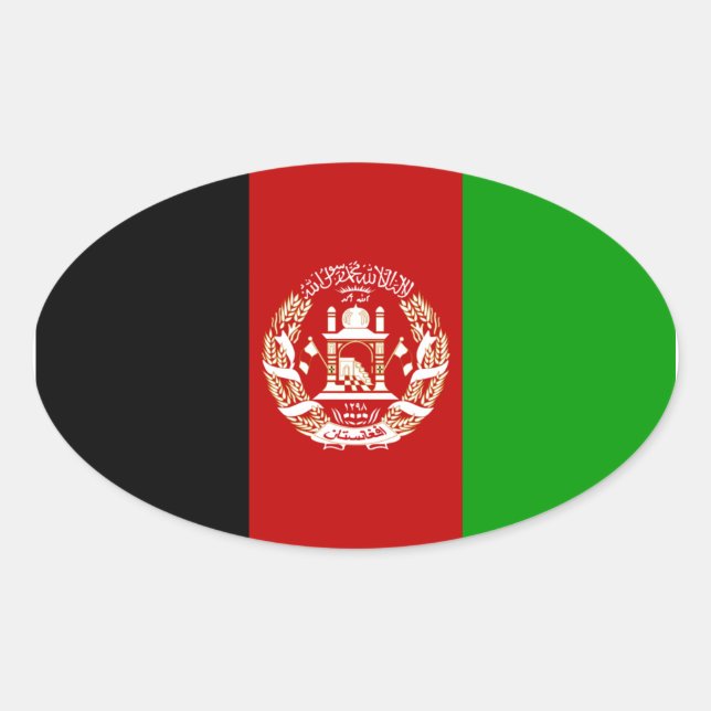 Afghanistan National Flag Oval Sticker (Front)