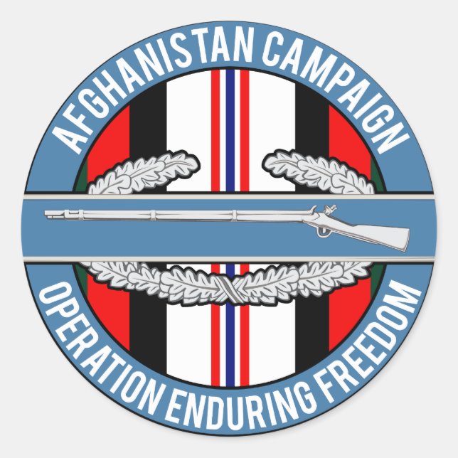 Afghanistan OEF CIB Classic Round Sticker (Front)