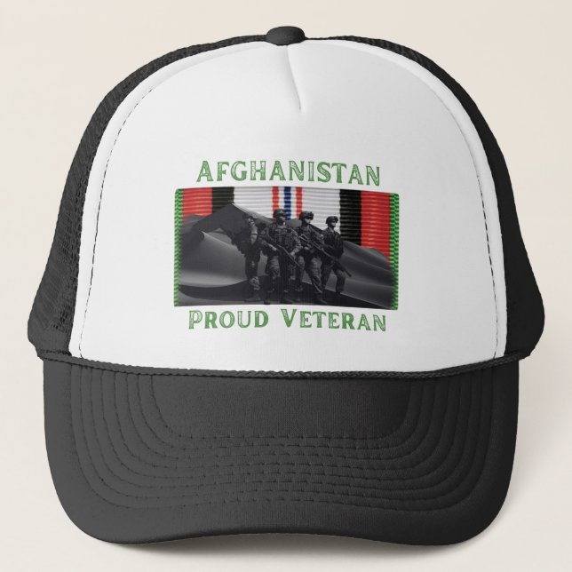 Afghanistan, Proud Veteran Graphic Trucker Hat (Front)