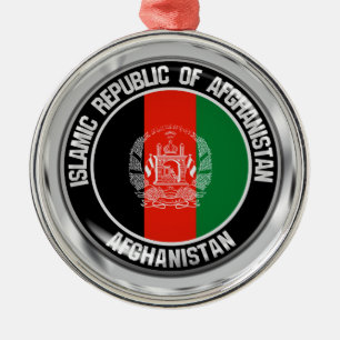 Afghanistan Round Emblem Metal Tree Decoration