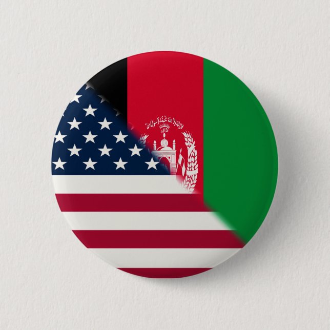 Afghanistan USA Flag | Half Afghan American 6 Cm Round Badge (Front)