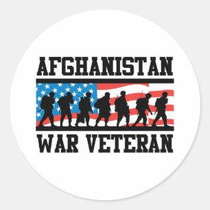 Afghanistan War Veteran Classic Round Sticker