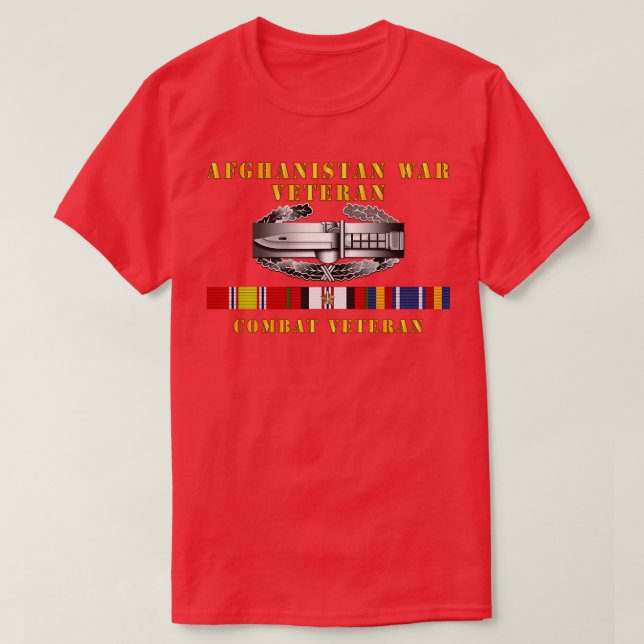 AfghanistanVeteran Combat Action Badge w CAB IRAQ  T-Shirt (Design Front)