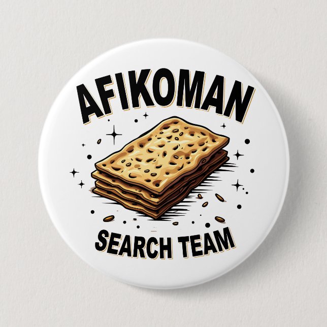 Afikoman search team Hanukkah Jewish Food Lovers 7.5 Cm Round Badge (Front)