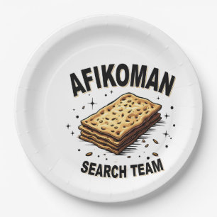 Afikoman search team Hanukkah Jewish Food Lovers Paper Plate