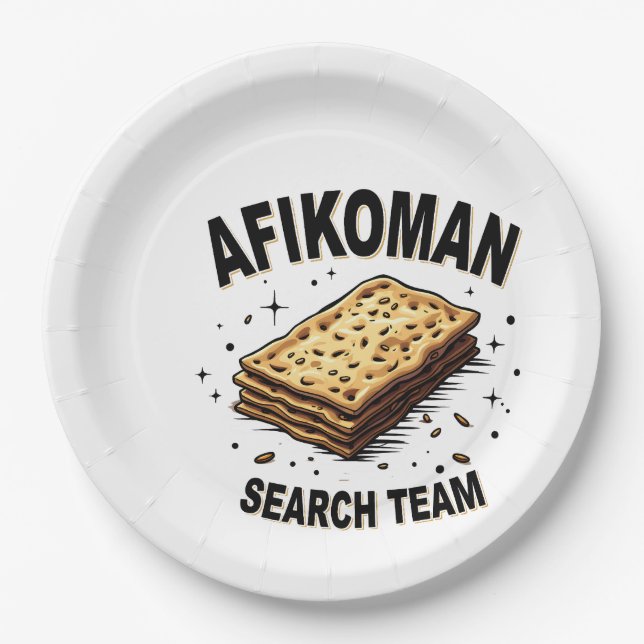 Afikoman search team Hanukkah Jewish Food Lovers Paper Plate (Front)