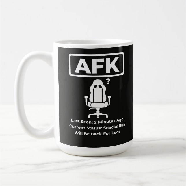 AFK Snacks Run Funny Gamer Quote Design Coffee Mug (Left)