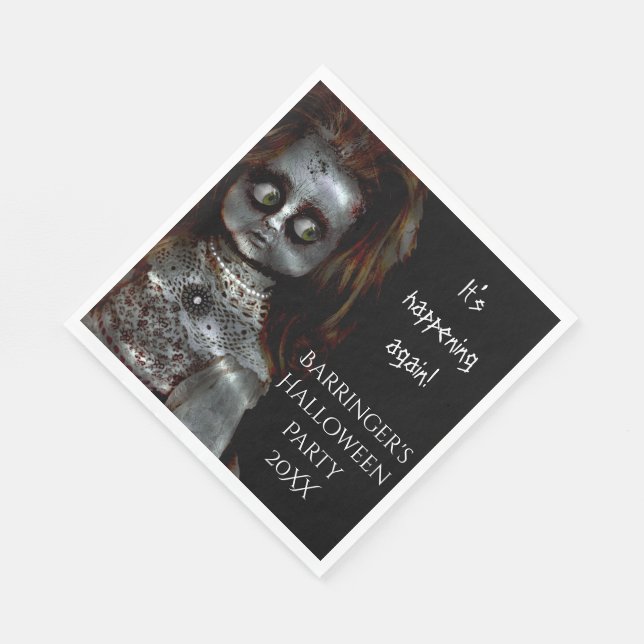 Afraid Doll Scary Halloween Party Napkin (Corner)