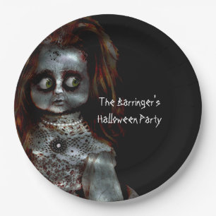 Afraid Doll Scary Halloween Party Paper Plate