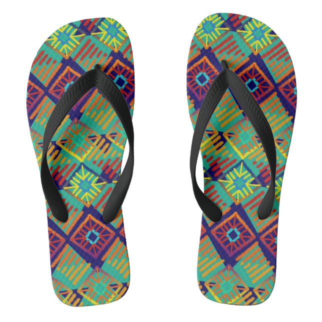Afrcian Mud Cloth Inspired Bright Flip Flops (Footbed)