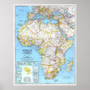 " Africa: 1990 Detailed Countries MAP ... Poster