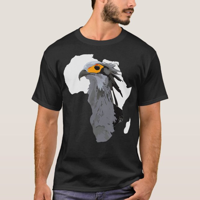 Africa African Map Secretary Bird Sagittarius T-Shirt (Front)