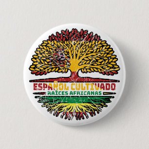 Africa African Spain Spanish Tree Roots Flag 6 Cm Round Badge