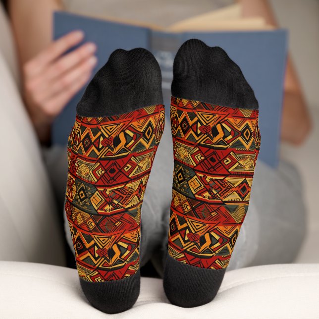 Africa Amhara Ethiopia Ethnic Pattern 3 Socks (Bottom)
