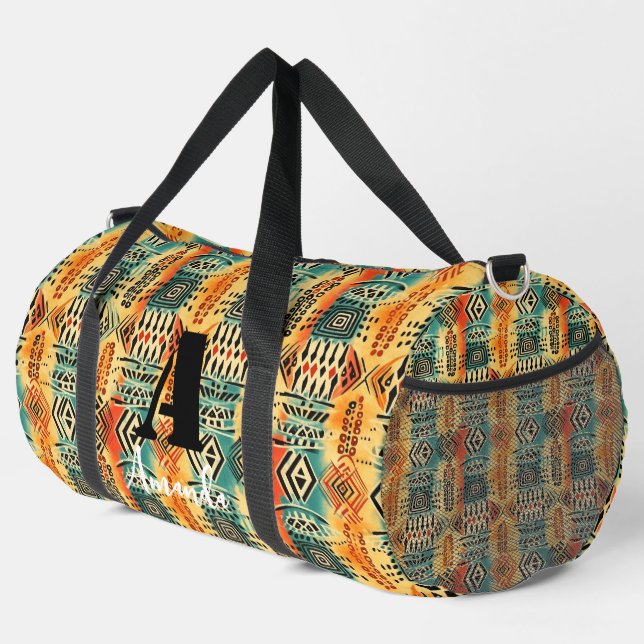 Africa Amhara Ethiopia Geometric Ethnic Pattern 8 Duffle Bag (Right Corner)
