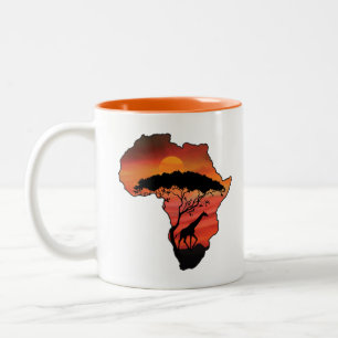 Africa and Giraffe Two-Tone Coffee Mug