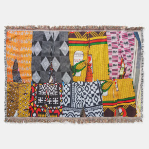 Africa, Angola, Benguela. Brightly Coloured Pants Throw Blanket