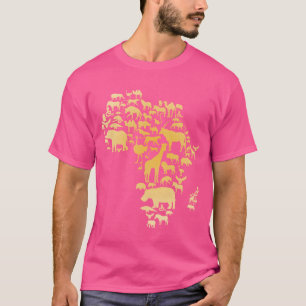Africa Animal Map Silhouette African girl T-Shirt