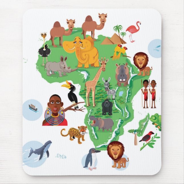 Africa Animals Map Mouse Mat (Front)
